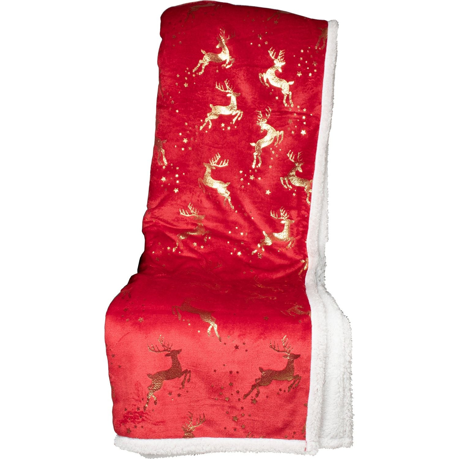 VESTIAMO CASA GRAN NATALE - Plaid Coperta Natalizia Rosso e Oro 125x150 cm